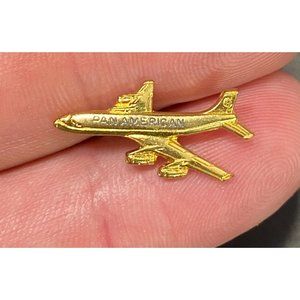 Vintage Pan American Gold Tone Jet Plane Lapel Pin Uniform